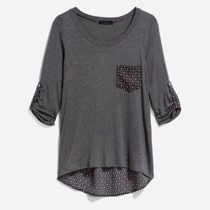 Ezra Printed Back Mixed Material Knit Top